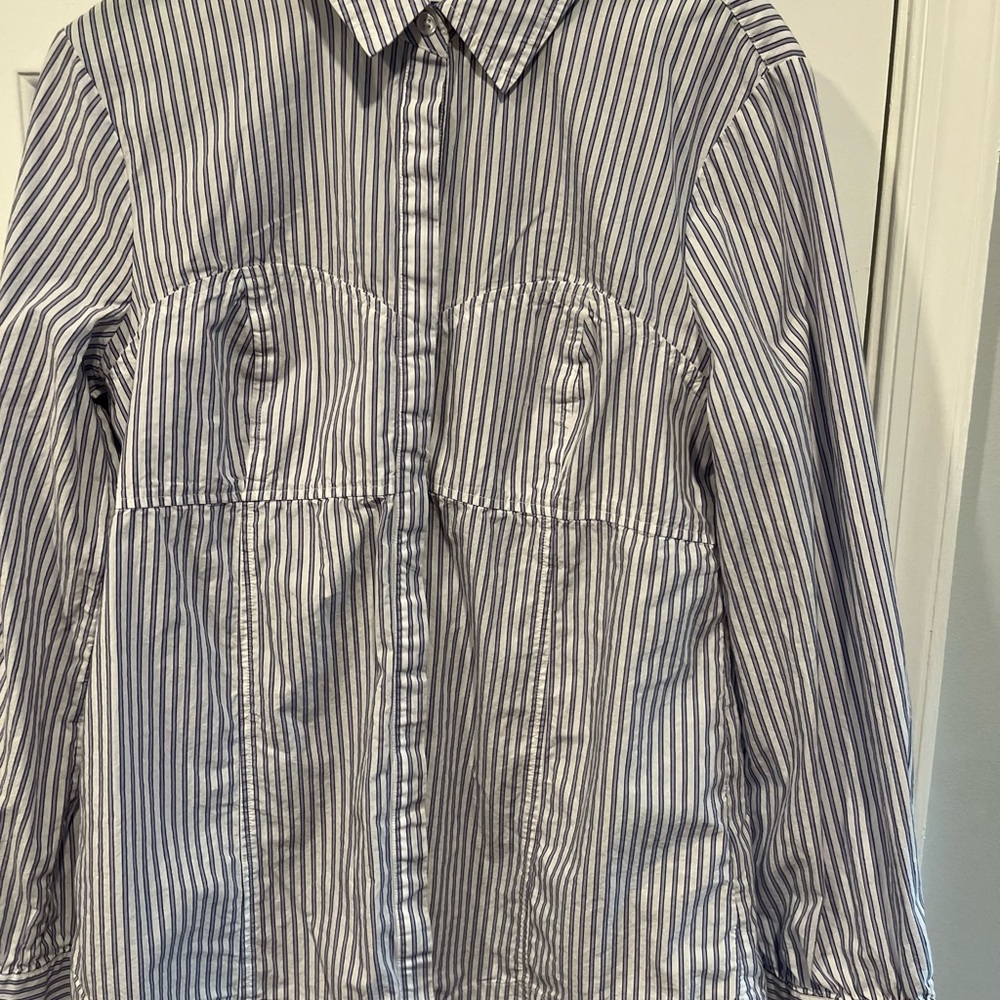 Anthropologie Maeve Blue and White Striped Shirt
